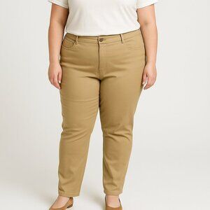 TIME & TRU Women's High Rise Stretch Fitted Core Jeggings Khaki XL (16-18)